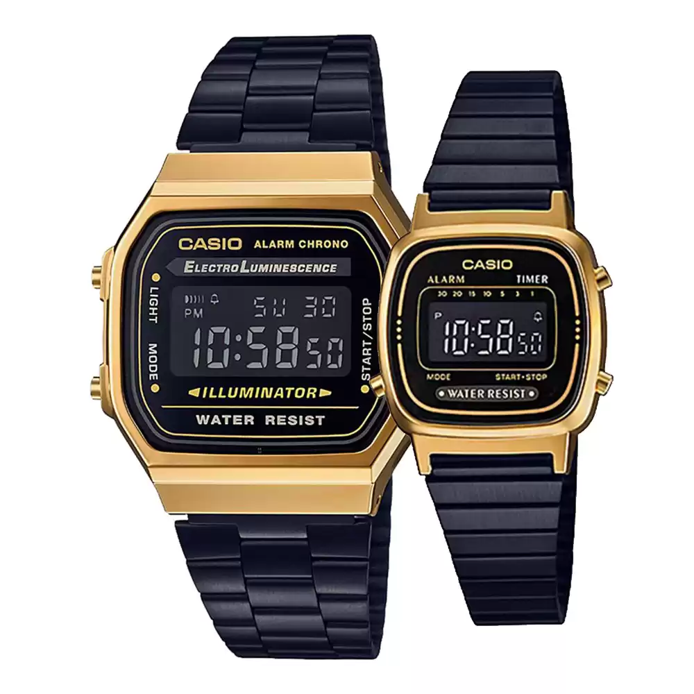 ساعت مچی ست زنانه و مردانه کاسیو casio A168WEGB-1B-LA670WEGB-1B