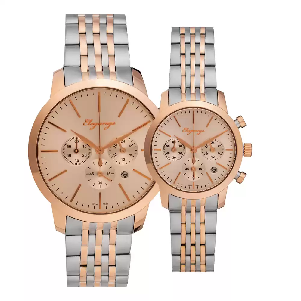 ساعت مچی ست مردانه زنانه الگنگس Elegangs 8160-109-8161-109