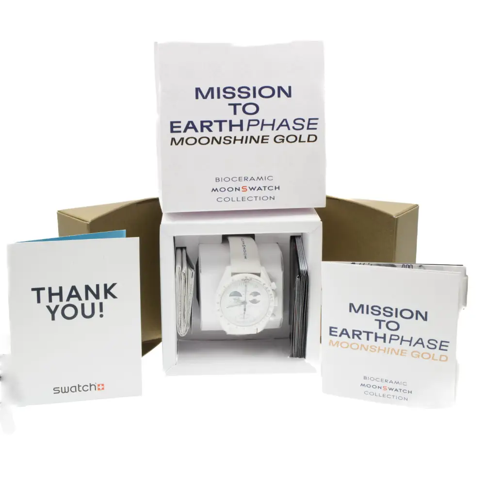 ساعت امگا سواچ اسنوپی مون شاین MISSION TO EARTHPHASE-MOONSHINE GOLD-SO33W701L